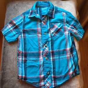 Arizona Boys Blue Plaid Button Down Size 5